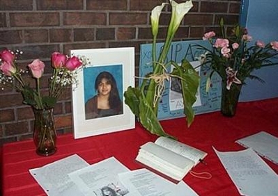 memorial for hijab murder victim Aqsa Parvez